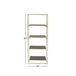 63 in. Metallic Gold/Black Metal 4-shelf Etagere Bookcase with Open Back by Litton Lane -Outlet Litton Lane Store gold litton lane bookcases bookshelves 65568 76 1000