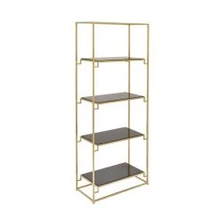63 in. Metallic Gold/Black Metal 4-shelf Etagere Bookcase with Open Back by Litton Lane -Outlet Litton Lane Store gold litton lane bookcases bookshelves 65568 c3 1000