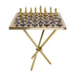 Gold Aluminum Contemporary Game Set Table by Litton Lane -Outlet Litton Lane Store gold litton lane coffee tables 040187 66 1000