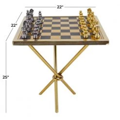 Gold Aluminum Contemporary Game Set Table by Litton Lane -Outlet Litton Lane Store gold litton lane coffee tables 040187 76 1000