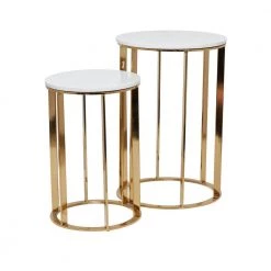 16 in. Gold Round Marble End Table with 2-Pieces by Litton Lane -Outlet Litton Lane Store gold litton lane coffee tables 040318 1f 1000