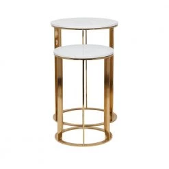 16 in. Gold Round Marble End Table with 2-Pieces by Litton Lane -Outlet Litton Lane Store gold litton lane coffee tables 040318 4f 1000