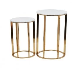 16 in. Gold Round Marble End Table with 2-Pieces by Litton Lane -Outlet Litton Lane Store gold litton lane coffee tables 040318 66 1000
