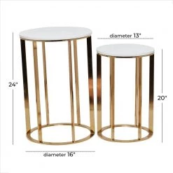 16 in. Gold Round Marble End Table with 2-Pieces by Litton Lane -Outlet Litton Lane Store gold litton lane coffee tables 040318 76 1000