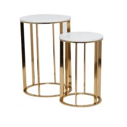 16 in. Gold Round Marble End Table with 2-Pieces by Litton Lane -Outlet Litton Lane Store gold litton lane coffee tables 040318 c3 1000