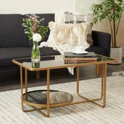 14 In. Gold Metal Contemporary Coffee Table by Litton Lane -Outlet Litton Lane Store gold litton lane coffee tables 041230 31 1000