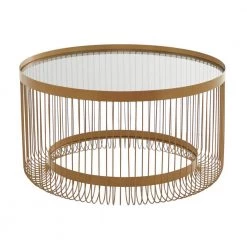 28 In. Gold Metal Contemporary Coffee Table by Litton Lane