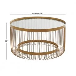 28 In. Gold Metal Contemporary Coffee Table by Litton Lane -Outlet Litton Lane Store gold litton lane coffee tables 041232 76 1000