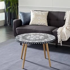 30 in. Gold Round Metal Eclectic Coffee Table by Litton Lane 25 30 in. Gold Round Metal Eclectic Coffee Table by Litton Lane -Outlet Litton Lane Store gold litton lane coffee tables 32785 31 1000
