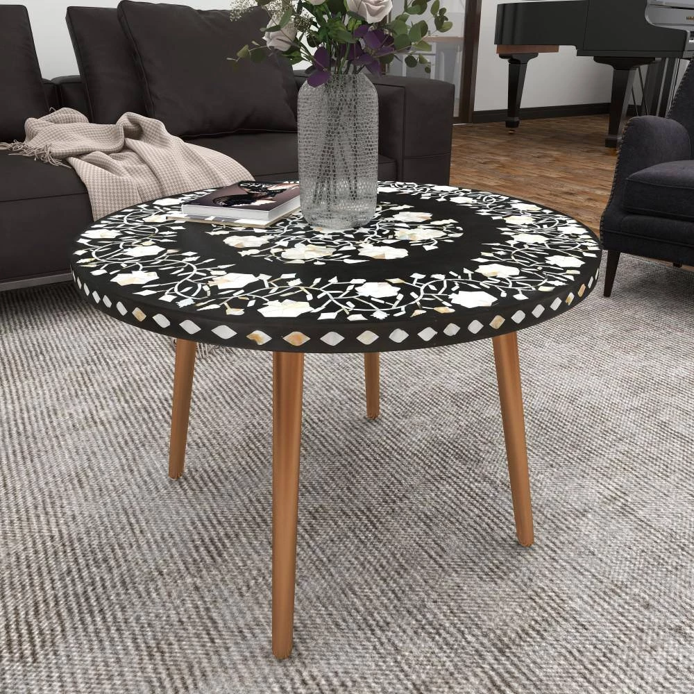 30 in. Gold Round Metal Eclectic Coffee Table by Litton Lane 10 30 in. Gold Round Metal Eclectic Coffee Table by Litton Lane - Image 8