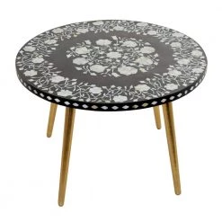 30 in. Gold Round Metal Eclectic Coffee Table by Litton Lane