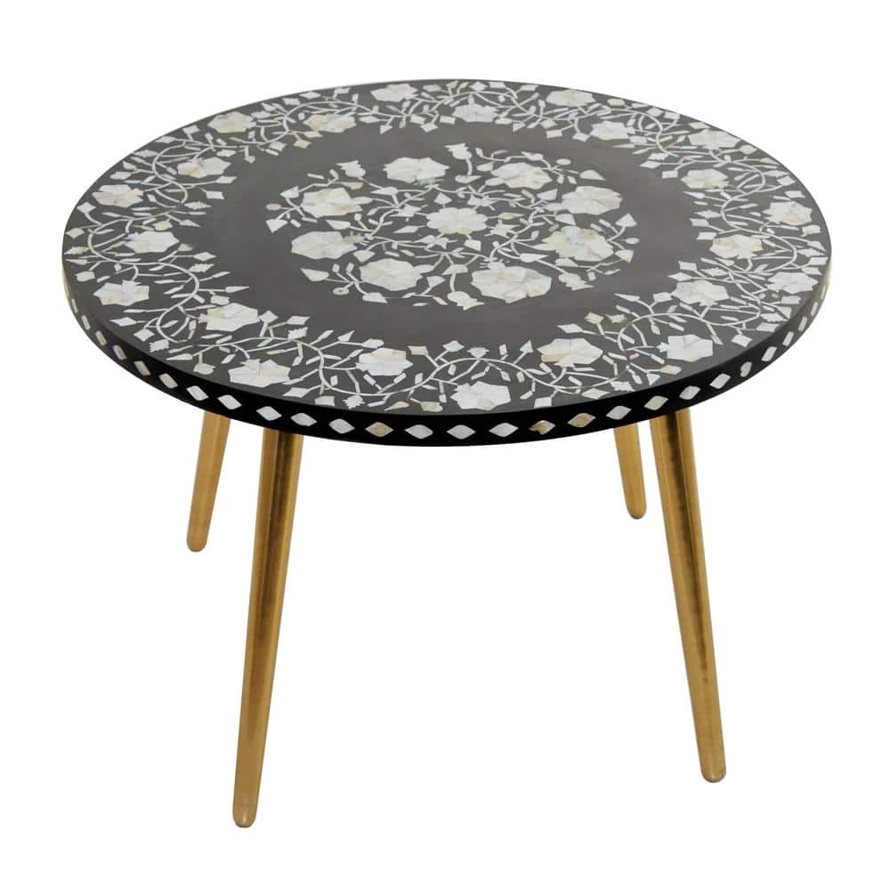 30 in. Gold Round Metal Eclectic Coffee Table by Litton Lane 3 30 in. Gold Round Metal Eclectic Coffee Table by Litton Lane