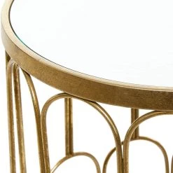 18 in. Gold Round Mirrored End Table with 3-Pieces by Litton Lane -Outlet Litton Lane Store gold litton lane coffee tables 43304 44 1000
