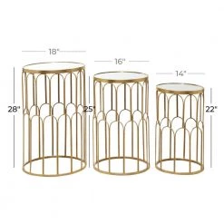 18 in. Gold Round Mirrored End Table with 3-Pieces by Litton Lane -Outlet Litton Lane Store gold litton lane coffee tables 43304 76 1000