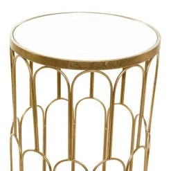 18 in. Gold Round Mirrored End Table with 3-Pieces by Litton Lane -Outlet Litton Lane Store gold litton lane coffee tables 43304 c3 1000