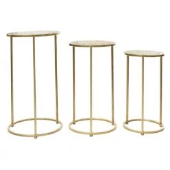 16 in. Gold Round Iron End Table with 3-Pieces by Litton Lane -Outlet Litton Lane Store gold litton lane coffee tables 53755 66 1000