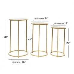16 in. Gold Round Iron End Table with 3-Pieces by Litton Lane -Outlet Litton Lane Store gold litton lane coffee tables 53755 76 1000