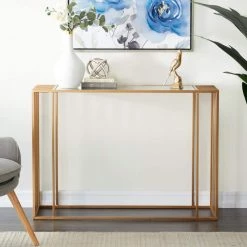 31 In. Gold Iron Contemporary Console Table by Litton Lane -Outlet Litton Lane Store gold litton lane console tables 041233 31 1000