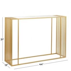 31 In. Gold Iron Contemporary Console Table by Litton Lane -Outlet Litton Lane Store gold litton lane console tables 041233 76 1000