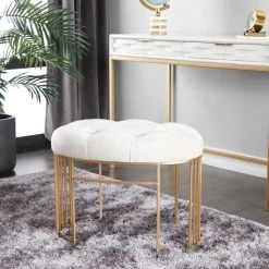 Gold Metal Glam Bench 24 in. x 17 in. x 19 in. by Litton Lane -Outlet Litton Lane Store gold litton lane dining benches 041072 31 1000