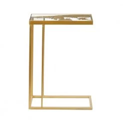 11 in. Gold Rectangle Glass End Table with Clear Top by Litton Lane -Outlet Litton Lane Store gold litton lane end side tables 16439 4f 1000