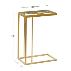 11 in. Gold Rectangle Glass End Table with Clear Top by Litton Lane -Outlet Litton Lane Store gold litton lane end side tables 16439 c3 1000