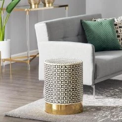 Gold Metal Eclectic Accent Table by Litton Lane -Outlet Litton Lane Store gold litton lane end side tables 32793 31 1000