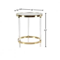 19 in. Gold Round Mirrored End Table with Acrylic Legs by Litton Lane -Outlet Litton Lane Store gold litton lane end side tables 45841 40 1000