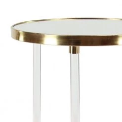 19 in. Gold Round Mirrored End Table with Acrylic Legs by Litton Lane -Outlet Litton Lane Store gold litton lane end side tables 45841 77 1000