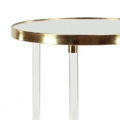 19 in. Gold Round Mirrored End Table with Acrylic Legs by Litton Lane -Outlet Litton Lane Store gold litton lane end side tables 45841 a0 1000