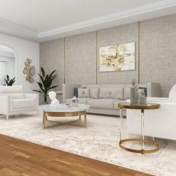 19 in. Gold Round Mirrored End Table with Acrylic Legs by Litton Lane -Outlet Litton Lane Store gold litton lane end side tables 45841 fa 1000