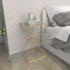 16 in. Gold Square Glass End Table by Litton Lane -Outlet Litton Lane Store gold litton lane end side tables 53756 44 1000