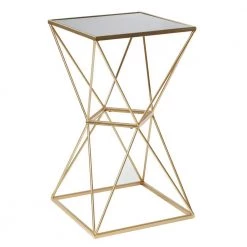 16 in. Gold Square Glass End Table by Litton Lane