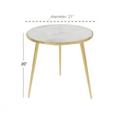21 in. Gold Round Marble End Table by Litton Lane -Outlet Litton Lane Store gold litton lane end side tables 68984 c3 1000