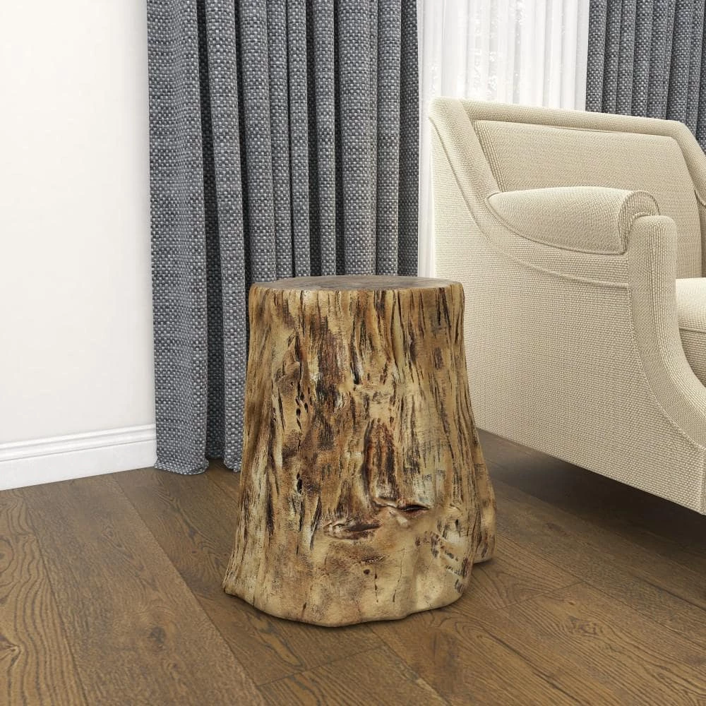 15 in. Gold Round Fiberglass Tree Trunk End Table by Litton Lane 9 15 in. Gold Round Fiberglass Tree Trunk End Table by Litton Lane - Image 7