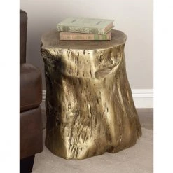 15 in. Gold Round Fiberglass Tree Trunk End Table by Litton Lane 23 15 in. Gold Round Fiberglass Tree Trunk End Table by Litton Lane -Outlet Litton Lane Store gold litton lane end side tables 77590 31 1000