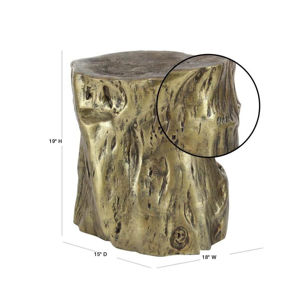 15 in. Gold Round Fiberglass Tree Trunk End Table by Litton Lane 5 15 in. Gold Round Fiberglass Tree Trunk End Table by Litton Lane - Image 3