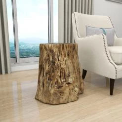 15 in. Gold Round Fiberglass Tree Trunk End Table by Litton Lane 20 15 in. Gold Round Fiberglass Tree Trunk End Table by Litton Lane -Outlet Litton Lane Store gold litton lane end side tables 77590 44 1000