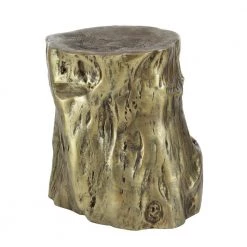 15 in. Gold Round Fiberglass Tree Trunk End Table by Litton Lane