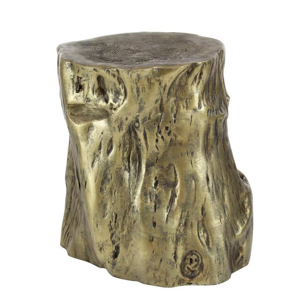 15 in. Gold Round Fiberglass Tree Trunk End Table by Litton Lane 3 15 in. Gold Round Fiberglass Tree Trunk End Table by Litton Lane