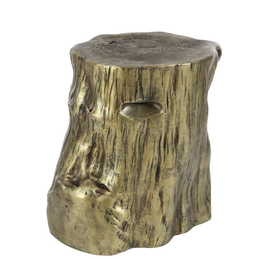 15 in. Gold Round Fiberglass Tree Trunk End Table by Litton Lane 4 15 in. Gold Round Fiberglass Tree Trunk End Table by Litton Lane - Image 2