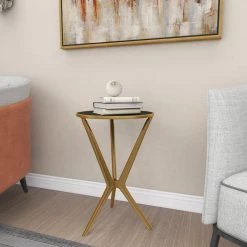 16 in. Gold Round Glass End Table with Shaded Top by Litton Lane -Outlet Litton Lane Store gold litton lane end side tables 80861 1f 1000