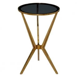 16 in. Gold Round Glass End Table with Shaded Top by Litton Lane