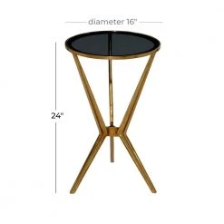16 in. Gold Round Glass End Table with Shaded Top by Litton Lane -Outlet Litton Lane Store gold litton lane end side tables 80861 76 1000