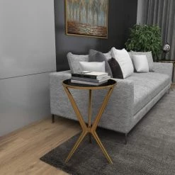 16 in. Gold Round Glass End Table with Shaded Top by Litton Lane -Outlet Litton Lane Store gold litton lane end side tables 80861 c3 1000