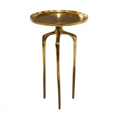 16 in. Gold Round Aluminum Tray Inspired Top End Table with 3 Tripod Legs by Litton Lane -Outlet Litton Lane Store gold litton lane end side tables 84040 66 1000