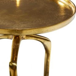 16 in. Gold Round Aluminum Tray Inspired Top End Table with 3 Tripod Legs by Litton Lane -Outlet Litton Lane Store gold litton lane end side tables 84040 77 1000