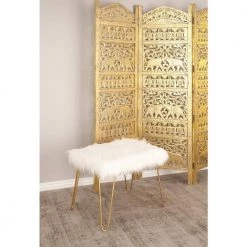 24 in. Gold Metal Modern Stool by Litton Lane 17 24 in. Gold Metal Modern Stool by Litton Lane -Outlet Litton Lane Store gold white litton lane bar stools 65619 31 1000