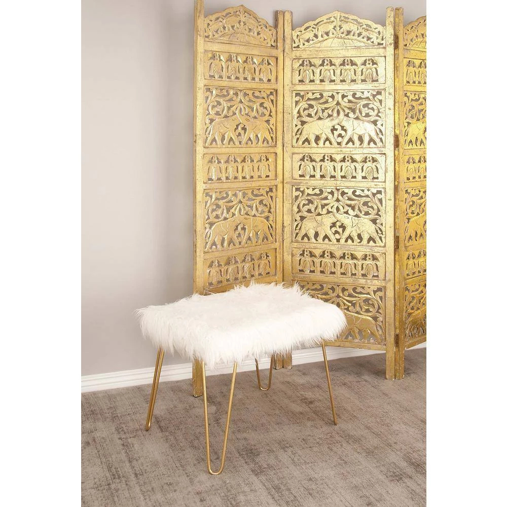 24 in. Gold Metal Modern Stool by Litton Lane 10 24 in. Gold Metal Modern Stool by Litton Lane - Image 8