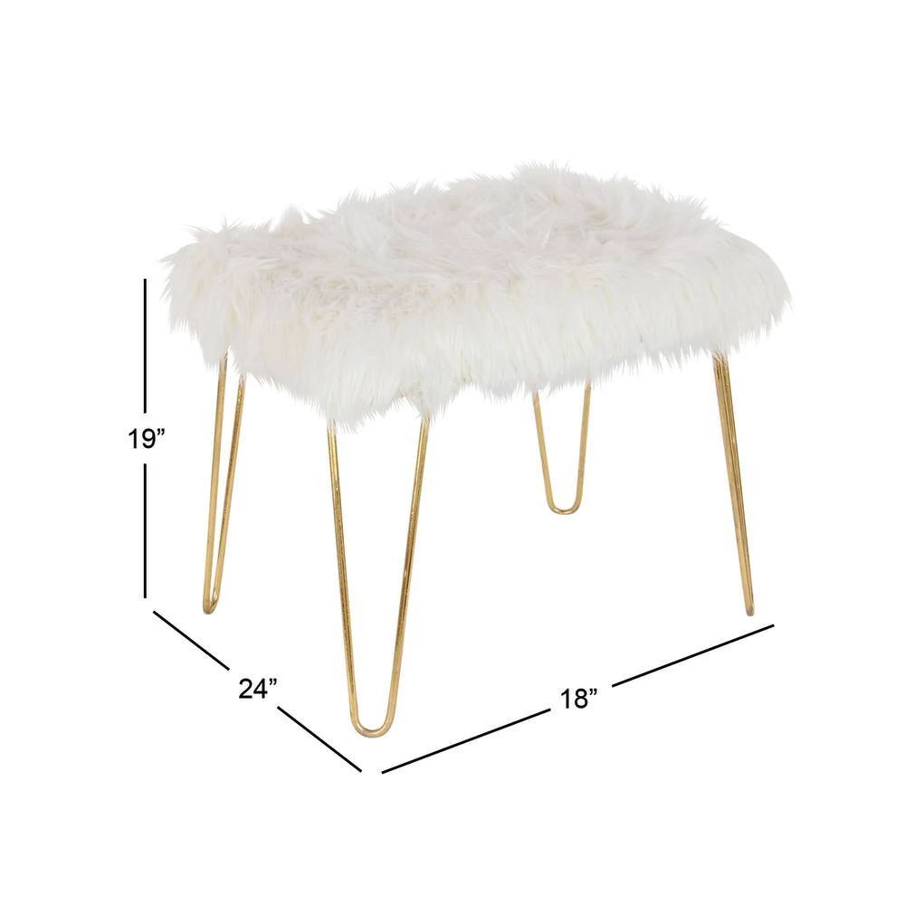 24 in. Gold Metal Modern Stool by Litton Lane 9 24 in. Gold Metal Modern Stool by Litton Lane - Image 7
